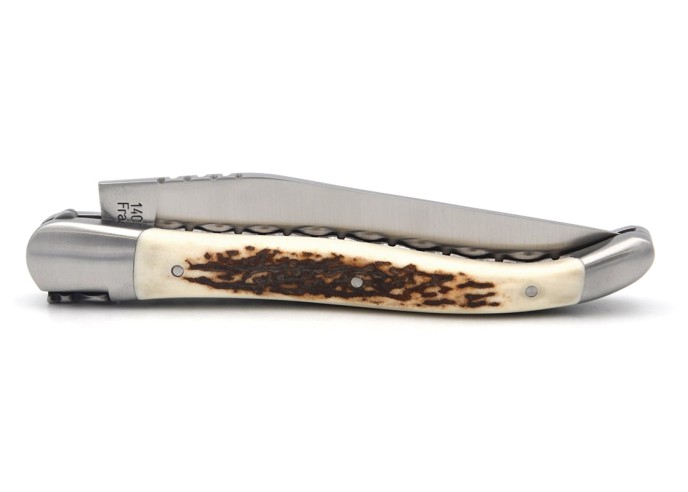 Laguiole with GI label, 12 cm deer antler handle, double plates