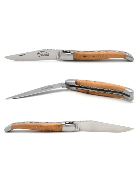 Laguiole with GI label, 12 cm juniper  handle, double plates