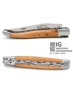 Laguiole mit Label GA, 12 cm Griff aus Wacholderholz, Doppelplatinen