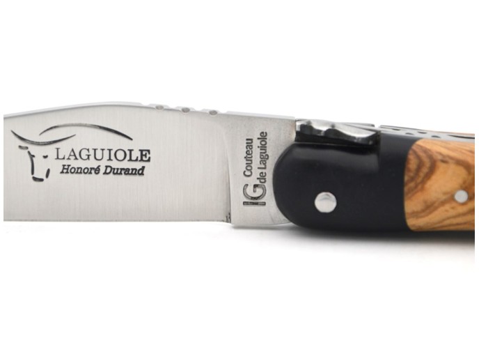 Couteau de Laguiole labellisé IG en olivier avec mitres paperstone