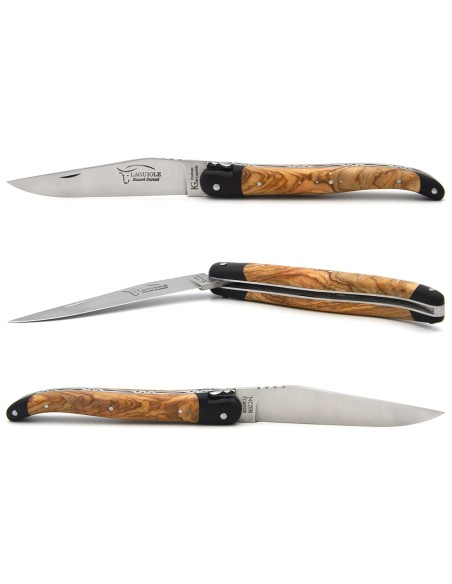 Laguiole-Messer mit Label GA, Olivenholz mit Heftbacken aus Paperstone