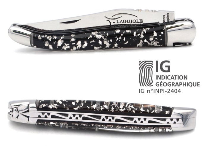 Laguiole knife with Geographical Indication, 11 cm silver leaf handle