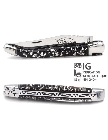 Laguiole knife with Geographical Indication, 11 cm silver leaf handle