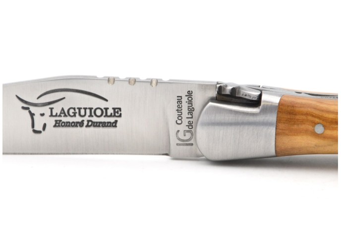 Laguiole with Geographical Indication label, 11 cm olive wood handle