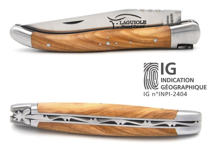 Laguiole with Geographical Indication label, 11 cm olive wood handle