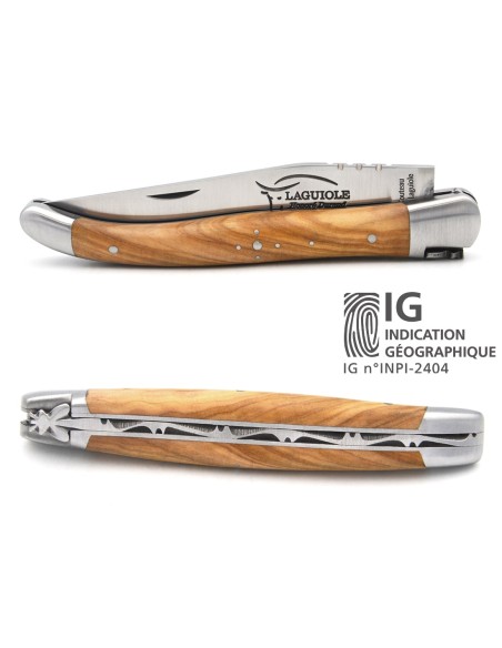 Laguiole with Geographical Indication label, 11 cm olive wood handle