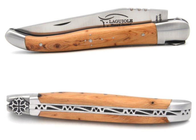 Couteau de Laguiole labellisé IG en genévrier, croix occitane