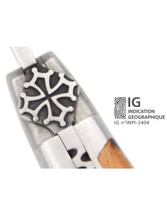 Laguiole mit GA, 12 cm Griff aus Wacholderholz, Okzitanische Kreuz