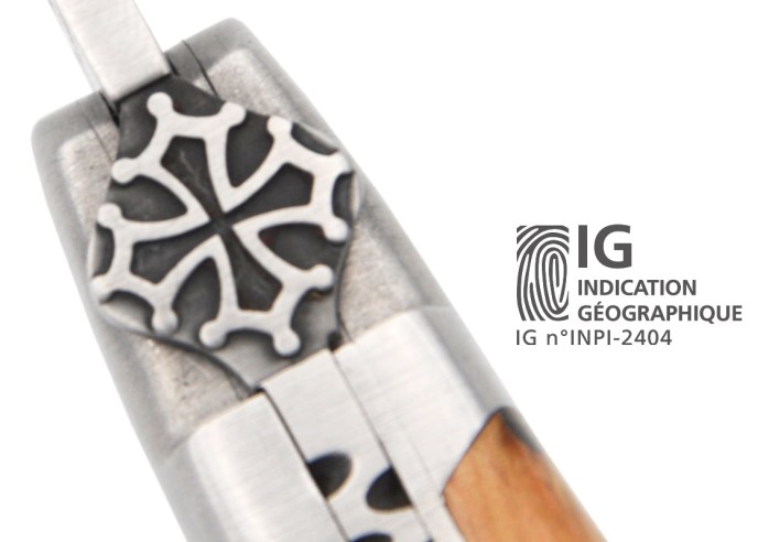 Laguiole mit GA, 12 cm Griff aus Wacholderholz, Okzitanische Kreuz