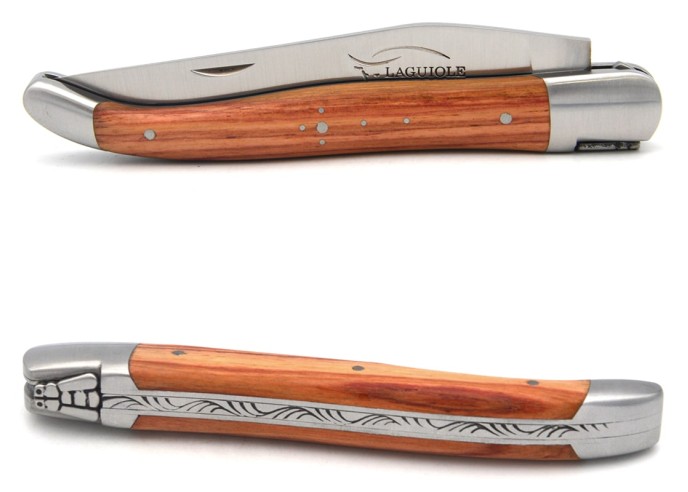 Laguiole pocket knife, 12 cm, welded bee, rosewood handle with matt bolsters
