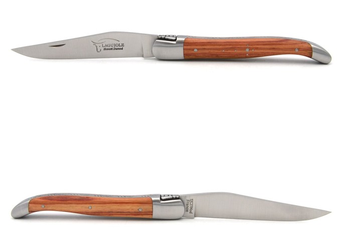 Laguiole 12 cm, abeille soudée, bois de rose, mitres inox mat