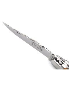 Couteau IG en olivier, doubles platines & dos de lame, abeille n°1 2