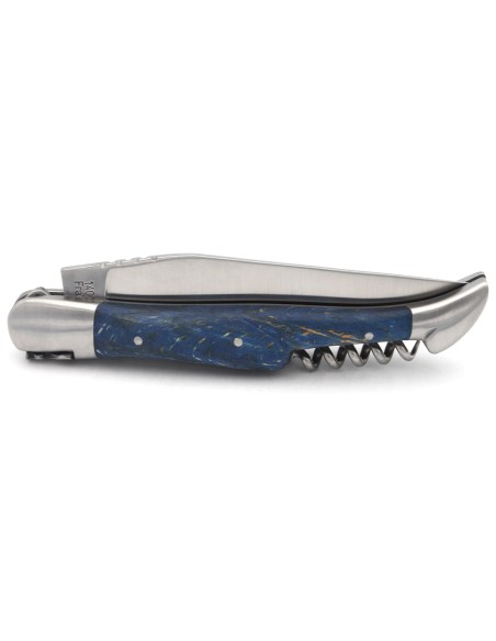 Laguiole GA, 12 cm Griff aus blau gebeiztem Buche mit Korkenzieher