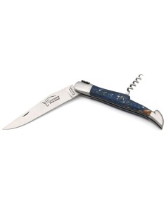 Couteau de Laguiole labellisé IG, hêtre teinté bleu avec tire-bouchon 2