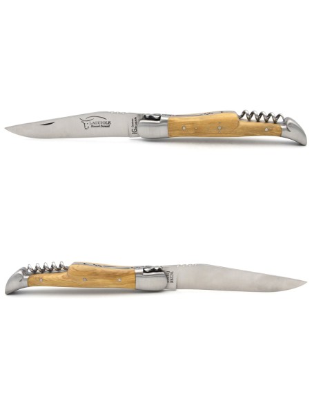 Laguiole knife with GI label, 12 cm boxwood handle with corkscrew