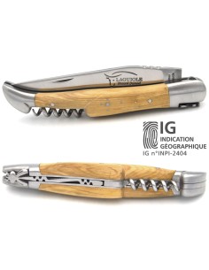 Laguiole-Messer mit GA, 12 cm Griff aus Buchsbaum mit Korkenzieher