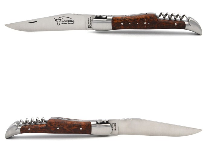 Laguiole knife with GI label, 12 cm snakewood handle with corkscrew