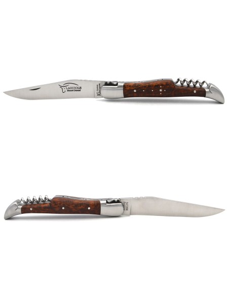 Laguiole knife with GI label, 12 cm snakewood handle with corkscrew