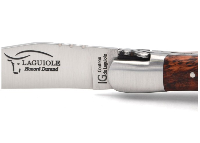 Laguiole-Messer mit GA, 12 cm Griff aus Schlangenholz mit Korkenzieher