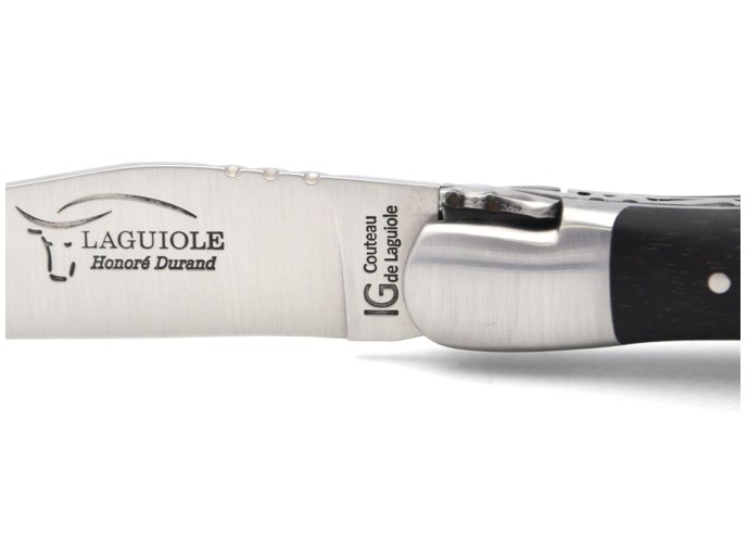 Laguiole-Messer mit GA, 12 cm Griff aus Ebenholz mit Korkenzieher