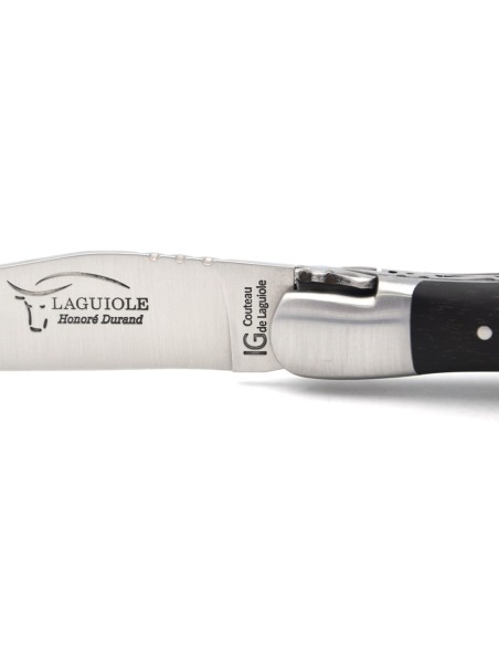 Laguiole-Messer mit GA, 12 cm Griff aus Ebenholz mit Korkenzieher