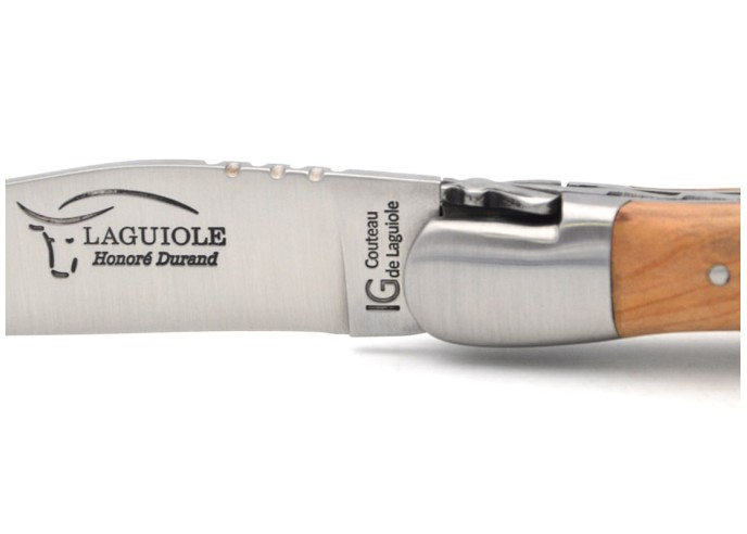 Laguiole knife with GI label, 12 cm juniper wood handle with corkscrew