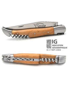 Laguiole-Messer mit GA, 12 cm Griff aus Wacholderholz mit Korkenzieher