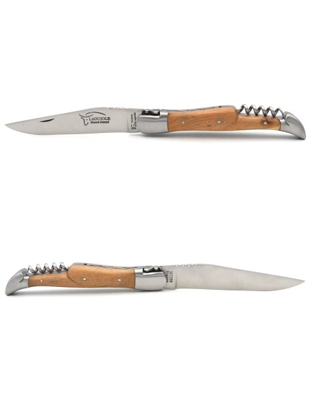 Laguiole knife with GI label, 12 cm juniper wood handle with corkscrew