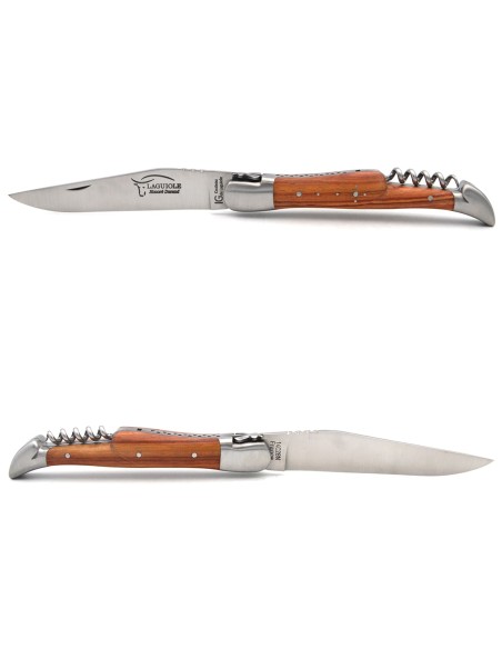 Couteau de Laguiole labellisé IG en bois de rose avec tire-bouchon