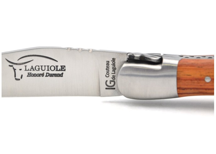 Laguiole-Messer mit GA, 12 cm Griff aus Rosenholz mit Korkenzieher