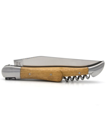 Laguiole-Messer mit GA, 12 cm Griff aus Akazienholz mit Korkenzieher
