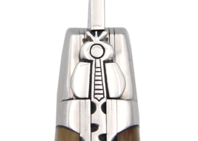 Couteau de Laguiole IG en pointe de corne claire, doubles platines