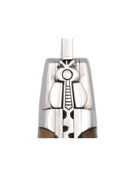 Laguiole mit Label GA, 12 cm Griff aus Hornspitze (hell), Doppelplatinen
