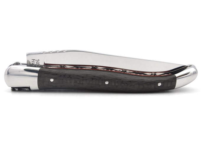 Laguiole GI, 12 cm carbon fibre, double plates, classic bee n°1
