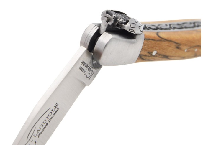 Couteau de Laguiole IG en hêtre de l'Aubrac, abeille mécanique
