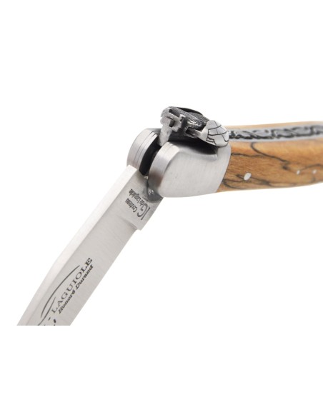 Couteau de Laguiole IG en hêtre de l'Aubrac, abeille mécanique