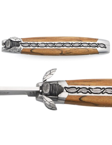 Laguiole-messer mit GA, 12 cm aus Aubrac-Buchenholz, mechanische Biene