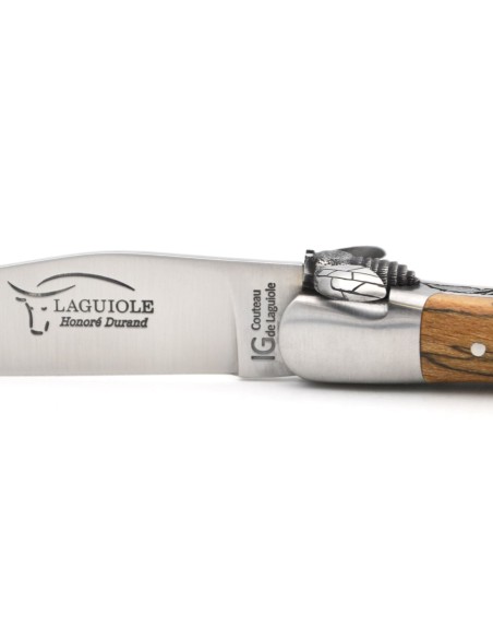 Couteau de Laguiole IG en hêtre de l'Aubrac, abeille mécanique