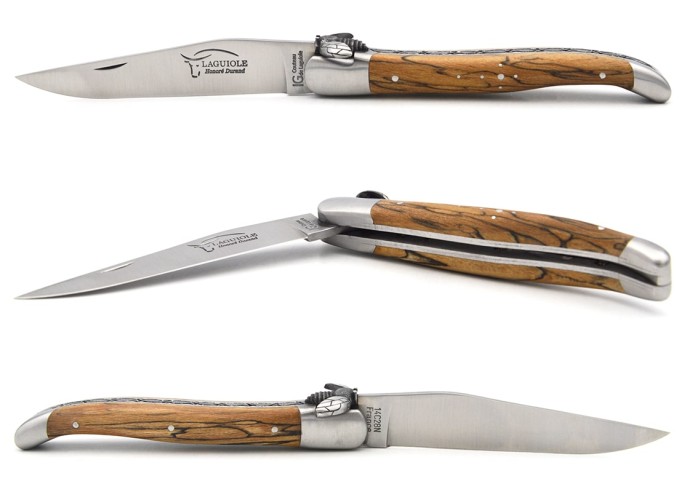 Couteau de Laguiole IG en hêtre de l'Aubrac, abeille mécanique
