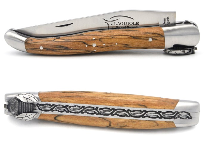 Laguiole knife GI label, 12 cm Aubrac beech handle, mechanical bee