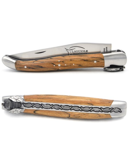 Laguiole knife GI label, 12 cm Aubrac beech handle, mechanical bee