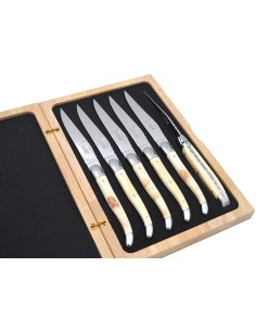 Couteaux à steak Laguiole, manche galbé en pointe de corne foncée 2