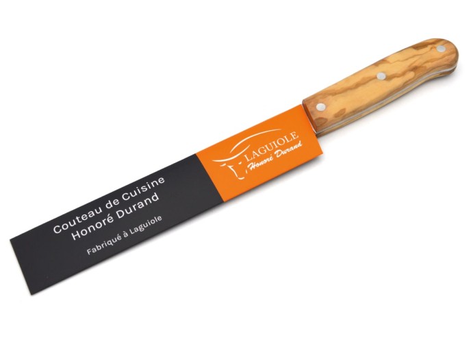Kochmesser, 11,5 cm langer Griff aus Olivenholz, mattes Edelstahl-Finish