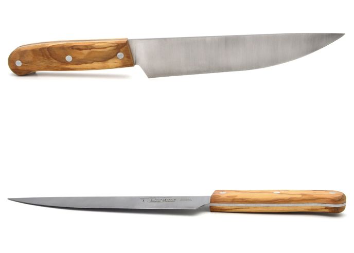 Couteau de chef, manche de 11,5 cm en olivier, finition inox mat
