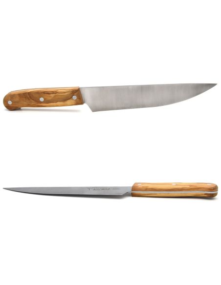Couteau de chef, manche de 11,5 cm en olivier, finition inox mat