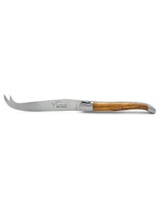 Laguiole cheese set, knife and fork, slim olive wood handles 2