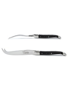 Service à fromage Laguiole mitres inox brillant et manche bois d'ébène