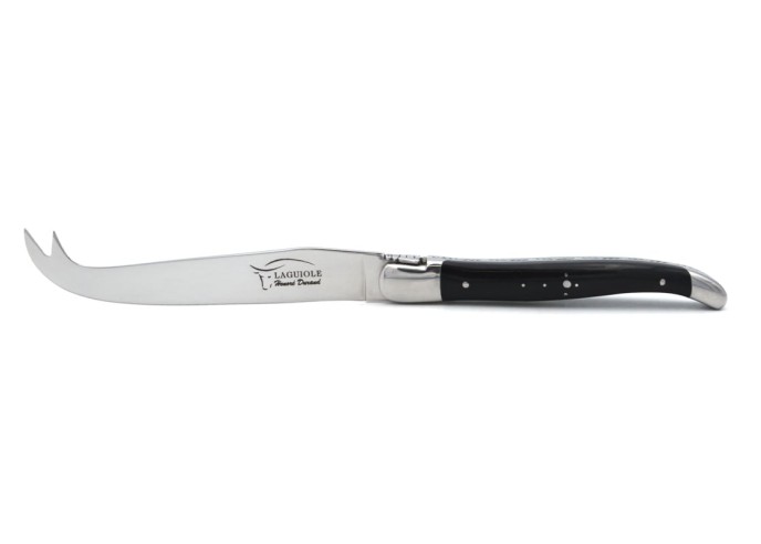 Service à fromage mitres inox brillant et manche pointe de corne foncée