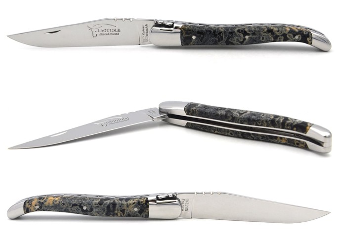 Laguiole mit Geografische Angabe, 12 cm Griff aus schwarzem Lavastein