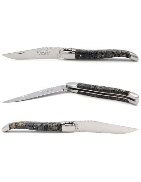 Laguiole knife Geographical Indication, 12 cm black lava stone handle